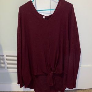 Maroon Front Tie Shirt